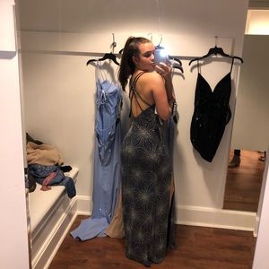 navy/silver prom dress